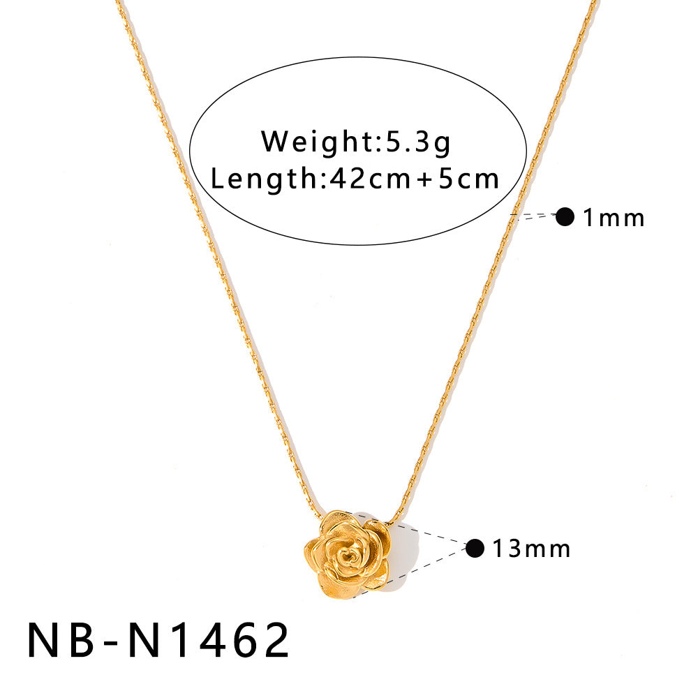 Cross-border Best-Selling Stainless Steel Flower Necklace