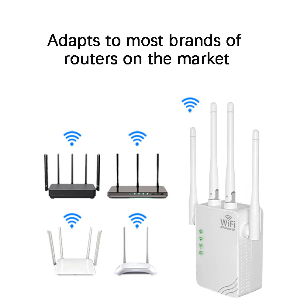 Black  300Mbps 1200Mbps WiFi Repeater, 2.4GHz 2.4GHz&5GHz, Single-Band Dual-Band WiFi Extender Booster, 4 Antenna, AP Repeater Mode, For Home And Office, Anyroom, Christmas Gifts
