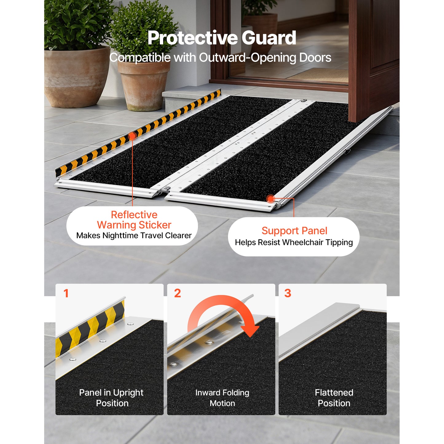 Portable Wheelchair Ramp, 5FT, Non-Slip Aluminum Folding Handicap Ramp For Wheelchair, 800 Lbs Capacity, Door Threshold Ramps For Home Steps, Stairs, Entry, Threshold, Doorways, Scooter, Curbs