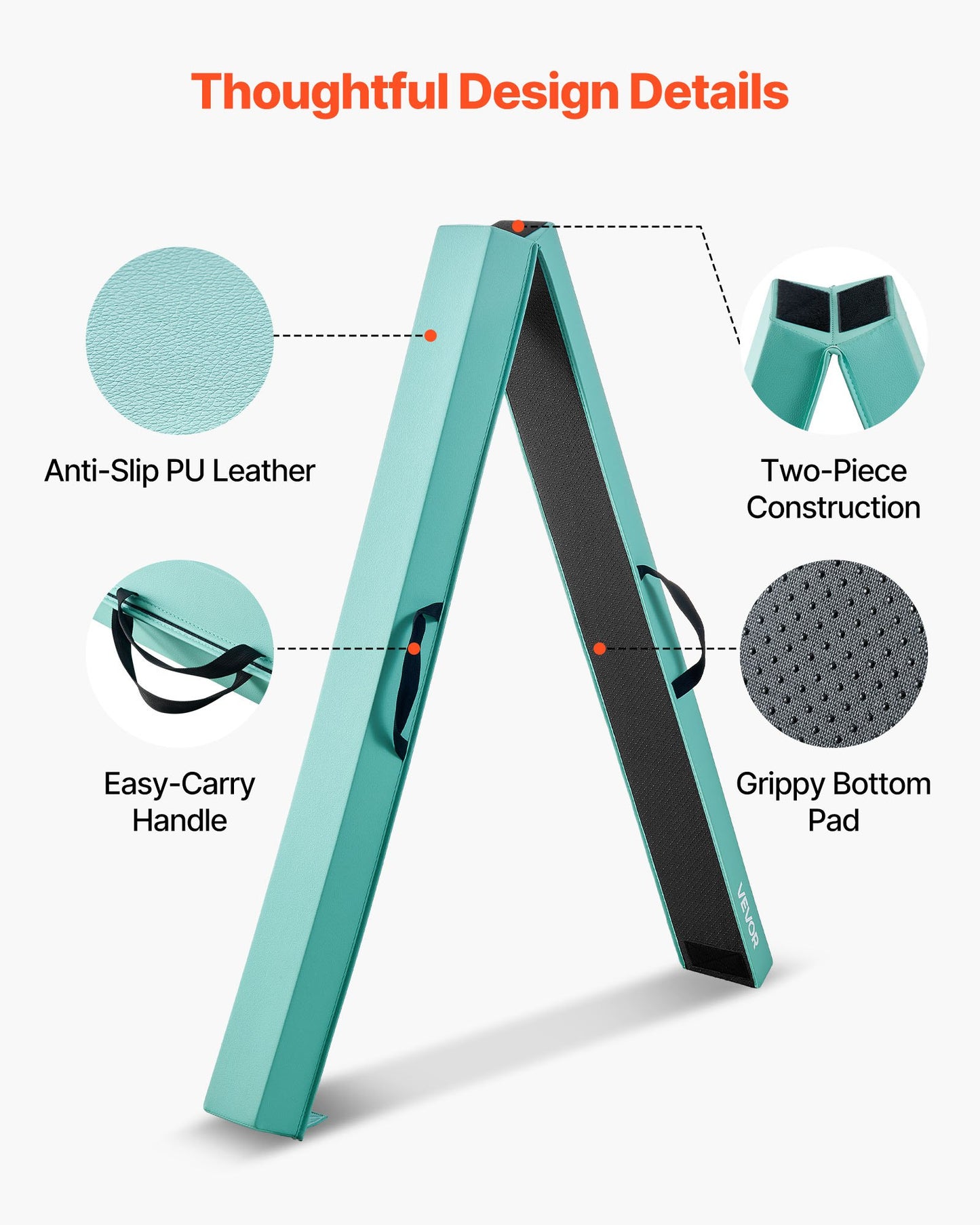 8FT Folding Balance Beam For Kids, 200LBS Stable Support Gymnastics Floor Beam With Non-Slip Mats, Gymnastics Training Equipment With Anti-Slip Bottom And Carrying Bag For Home Gym, Mint Green
