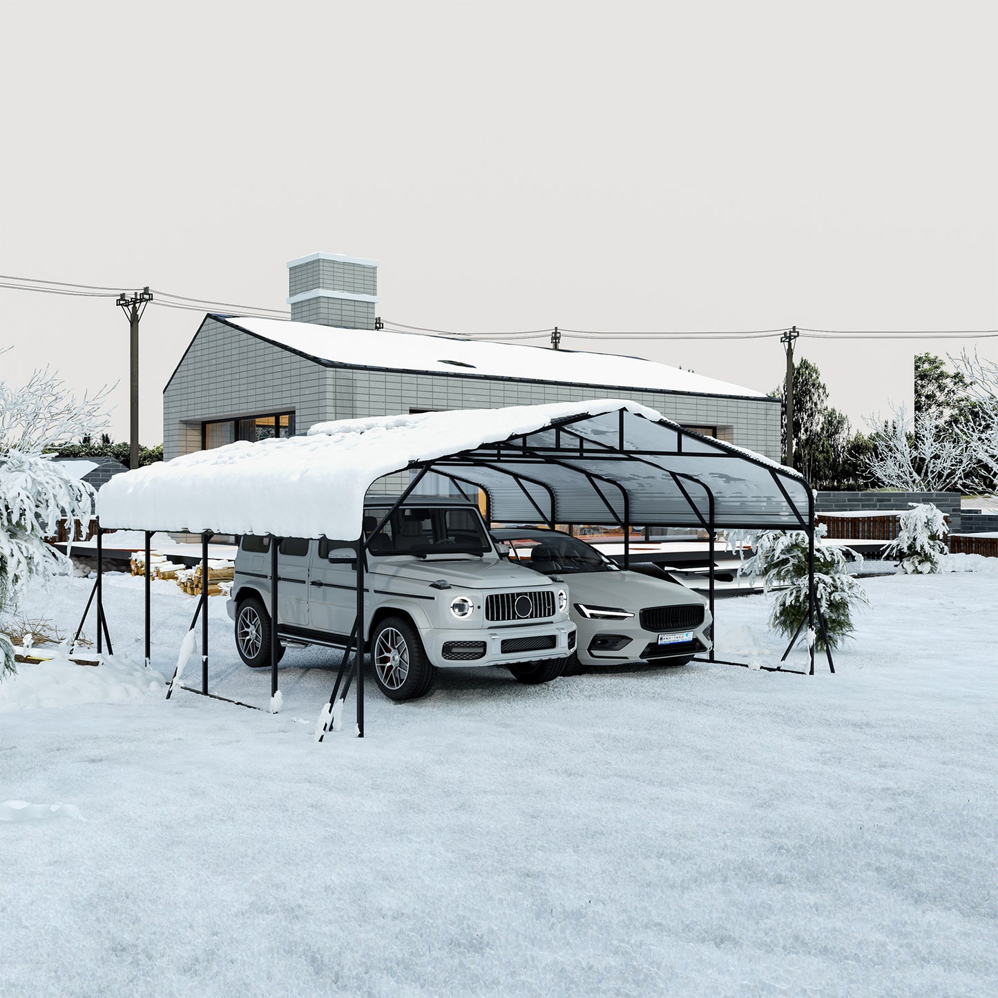 Carport 20 X 20 Shelter - Perfect Solution For Vehicles, Boats & Equipment - Durable, All-Weather, Quick Assembly - Spacious, Secure, Reinforced
