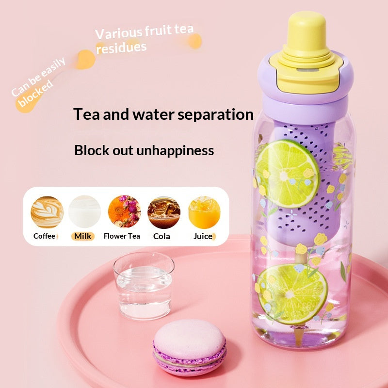 Straw-top Portable Cold-water Cup With Tea Infuser Compartment