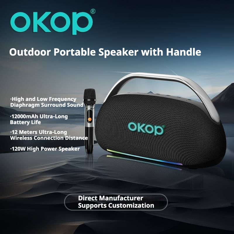 KP-8002 Bluetooth Speaker Outdoor Party Use Long Battery Life Subwoofer Portable Home Audio With Karaoke Microphone