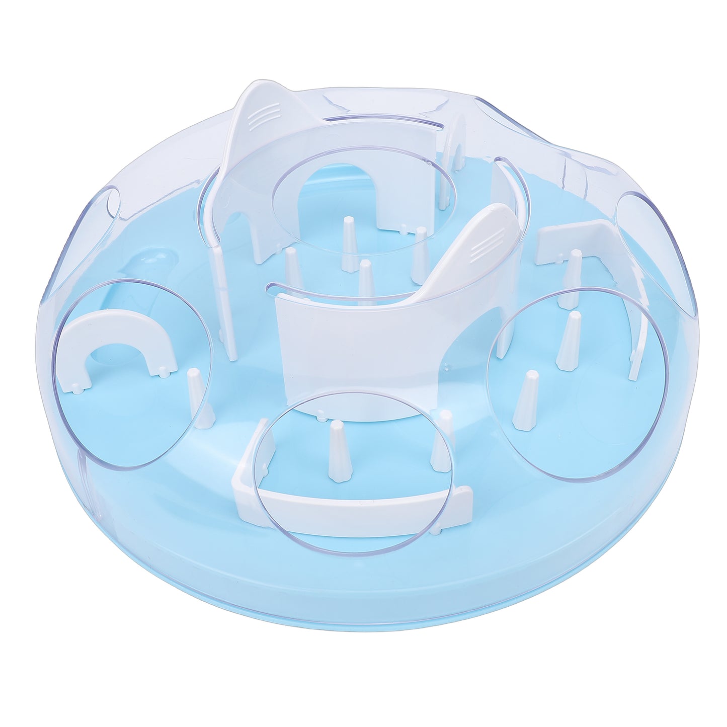 Interactive Cat Puzzle Feeder Funny Cat Puzzle Food Dispenser Enrichment Toy For Pets Play And Exercise Blue