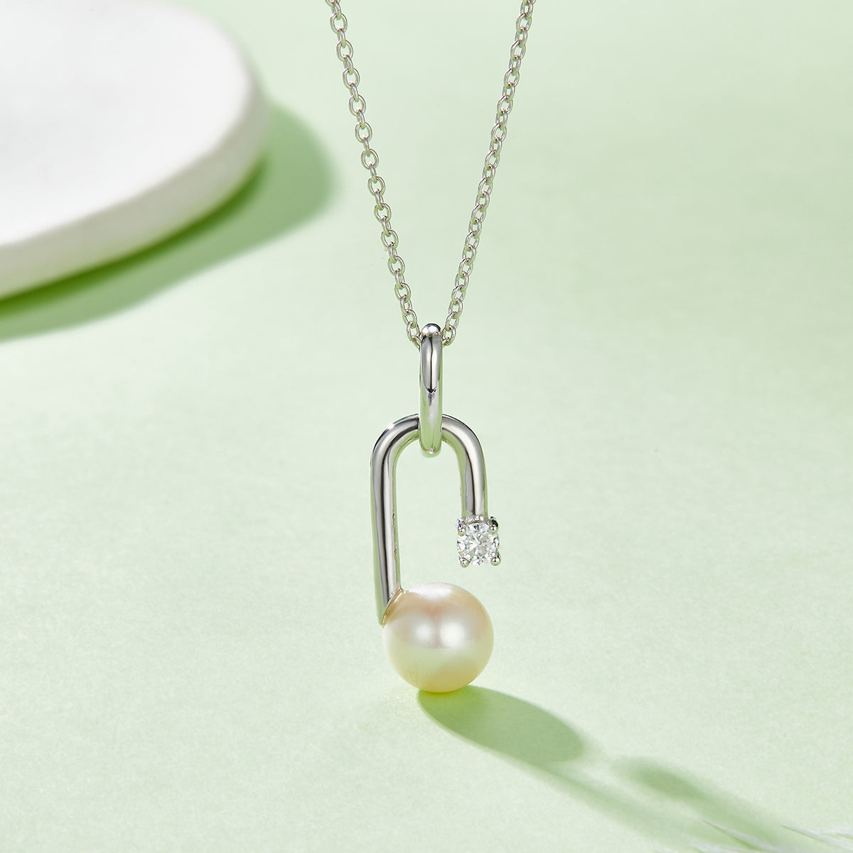 S925 Sterling Silver Natural Freshwater Pearl Necklace 45cm U-Shape Geometric Design 3 Colors Available Gift Box 3.6g