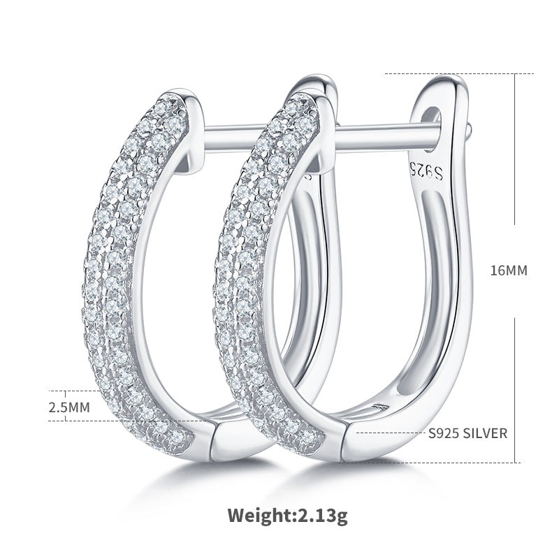 S925 Sterling Silver 98pcs Moissanite Huggie Hoop Earrings For Women 16mm Platinum Plated GRA Certified Gift Box Hypoallergenic 3 Colors
