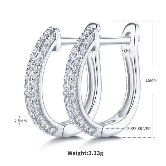 S925 Sterling Silver 98pcs Moissanite Huggie Hoop Earrings For Women 16mm Platinum Plated GRA Certified Gift Box Hypoallergenic 3 Colors