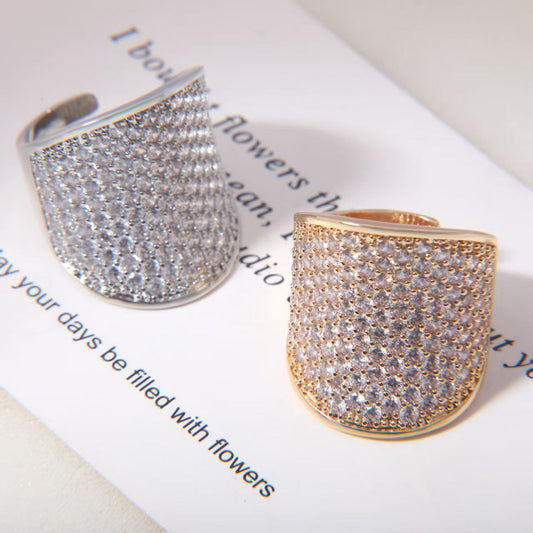 Ultra Glamorous Full Diamond Statement Ring In Japanese And Korean Styles