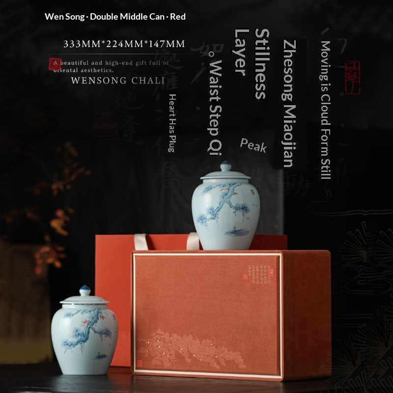 New Style Ceramic Tea Caddy High-End Storage Sealed Double-Can Empty Gift Box