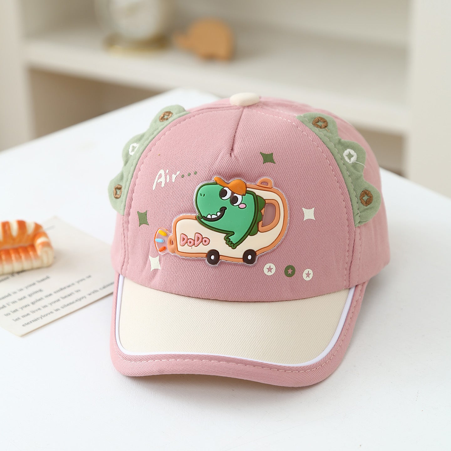 Korean-style Cartoon Car Dinosaur Baby Cute Style Baseball Cap With Soft Top, Fashionable Style Baby Hat For Outdoor Sun Protection And Shade