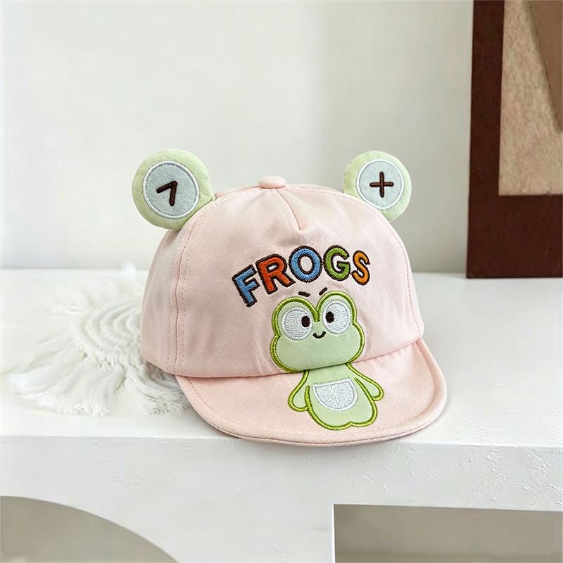 Super Cute Three-dimensional Frog Ears Baby Baseball Cap Soft Cotton Baby Sun Hat For Outdoor Use Cute Frog Embroidery