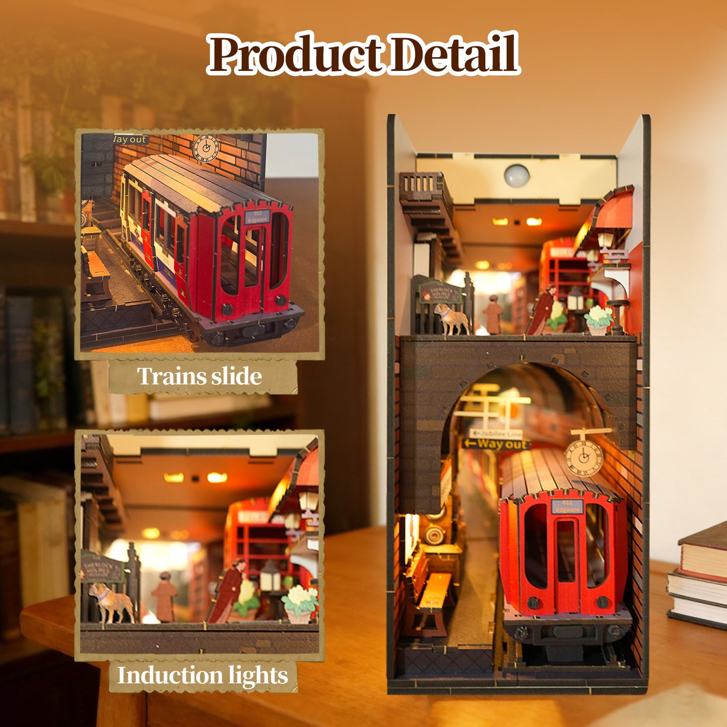Sales Are Prohibited On The TEMU And SHEIN - 3d Wooden Puzzle For Adults Baker Street Book Nook With Lights Model Kit Dollhouse DIY Miniature House Birthday And Christmas Gifts
