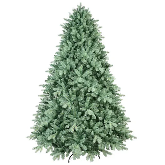 Artificial 7.5ft Blue Green Tint Christmas Tree With 2908 PE/PVC Mixed Branch Tips, Memory Wire+iron Wire, Hinged Premium & Foldable Base For Indoor Holiday Decorating