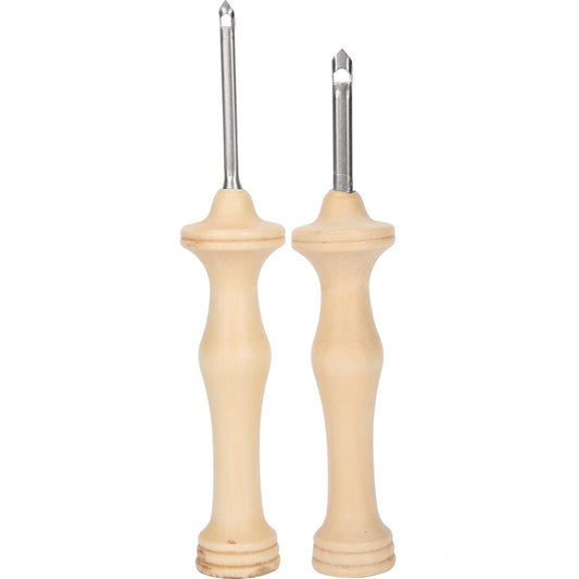 2Pcs Punch Needle Embroidery Kit Wooden Handle Yarn Needle DIY Hand‑Made Knitting Tools