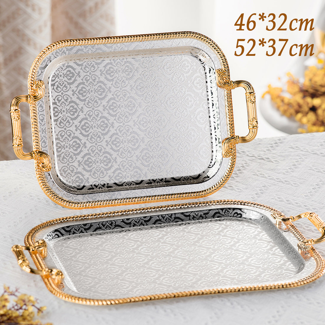Rectangle Serving Tray With Handles For Gift Serving Tray Rectangle Decorative UK