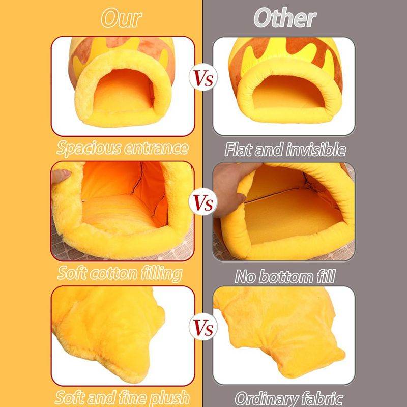 Honey Pot Cat Bed, Comfortable Memory Foam Cat Cave Bed, Honey Pot Pet Nest Pet Cave Bed, Kitten Cave Bed Sleeping House, Cute Cartoon Design Semi Closed Cat Cave Bed For Small Cats