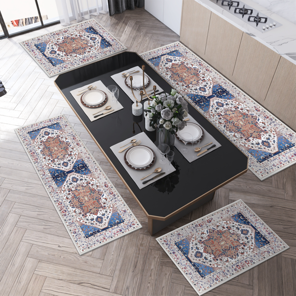 Boho Kitchen Rug Sets 3 Piece With Runner Non Slip Kitchen Rugs And Mats Washable Kitchen Mats For Floor Thick Kitchen Floor Mat Carpet Runner Rugs For Hallway Laundry Holiday Decor