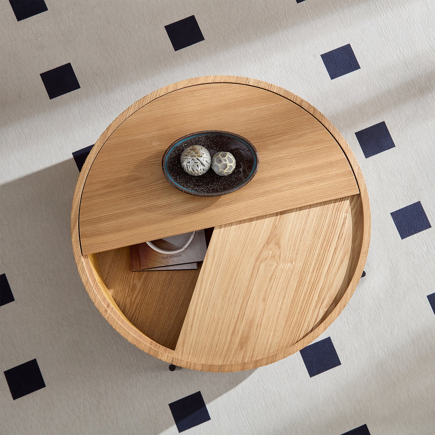 Round Coffee Table With Storage Modern Accent Tea Table For Bedroom Living Room Office Apartment