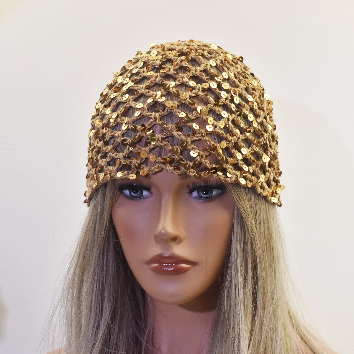 New Hollowed-out Solid-color Cotton Thread Hair-tie Fishnet Head Cap