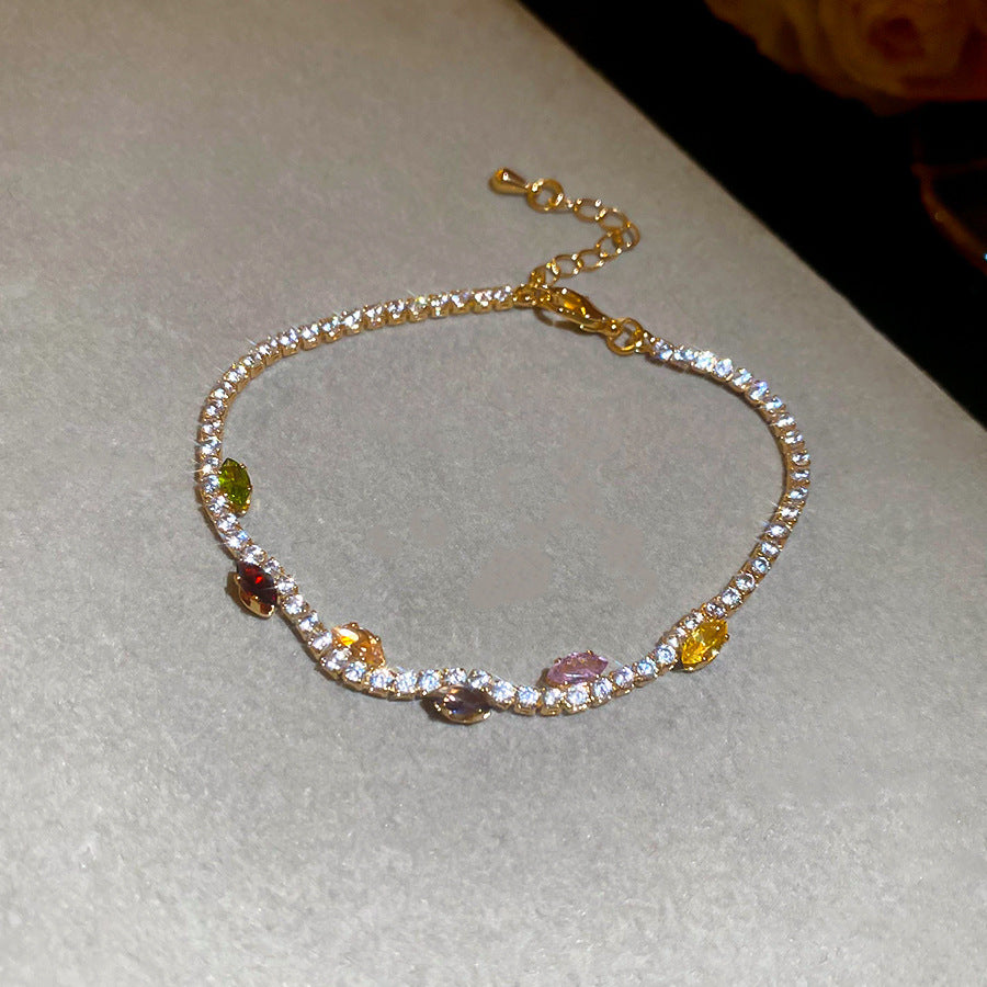 Western Style Zirconia Love Heart Bracelet Chic Exquisite Bangle Dainty Niche Fashion Hand Jewelry