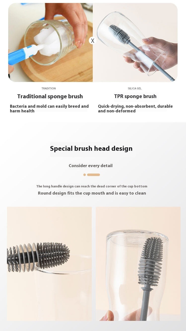 Home Ladle Silicone Cup Brush Cup Cleaning Brush No Dead Angle Gap Plastic Brush Feeding Bottle Glass