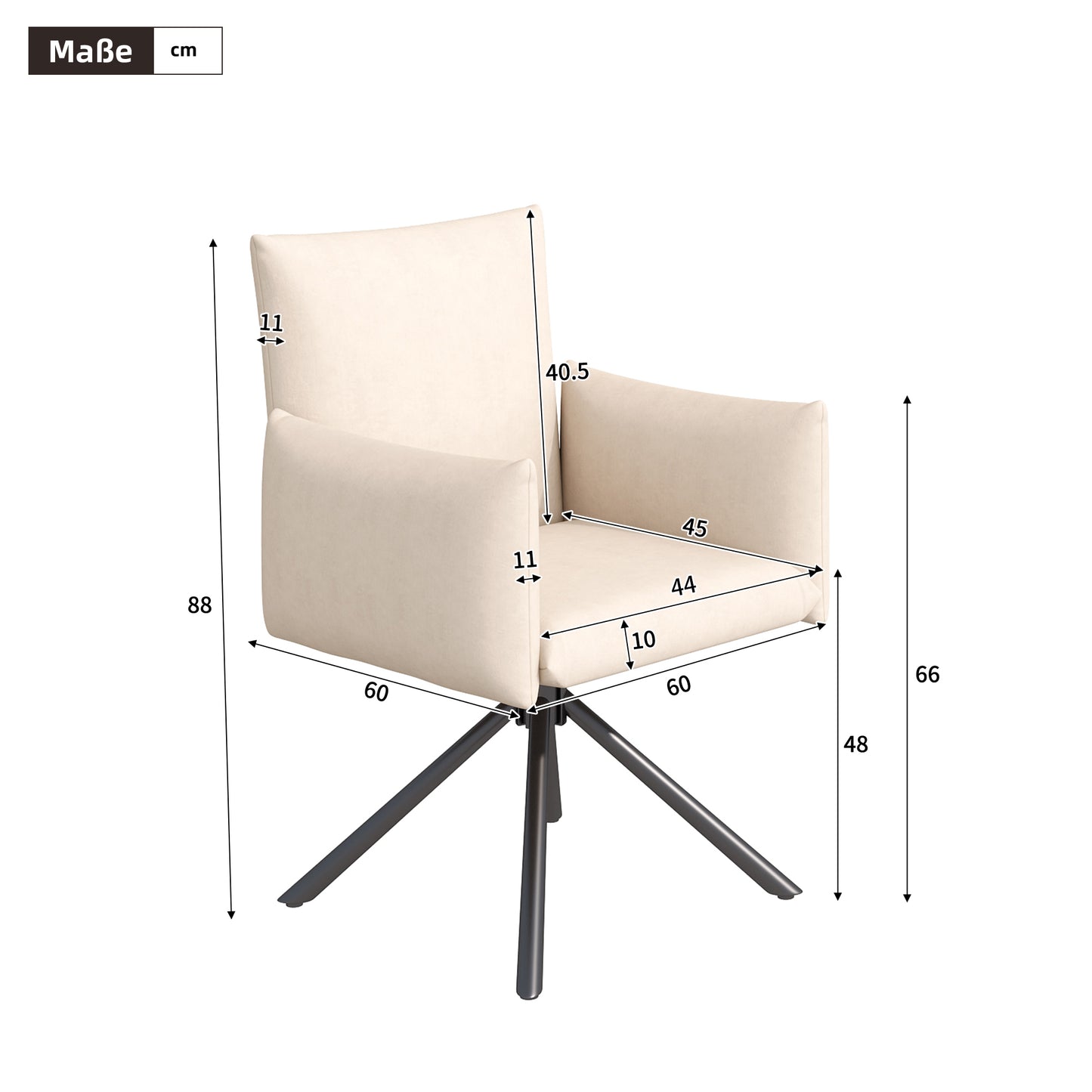 4 Dining Chairs Set, Upholstered Armchair With 4 Metal Legs, 360 Casual Swivel Chair, Living Room Bedroom Chair, Work And Desk Chair, Lumbar Support, Velvet, Beige