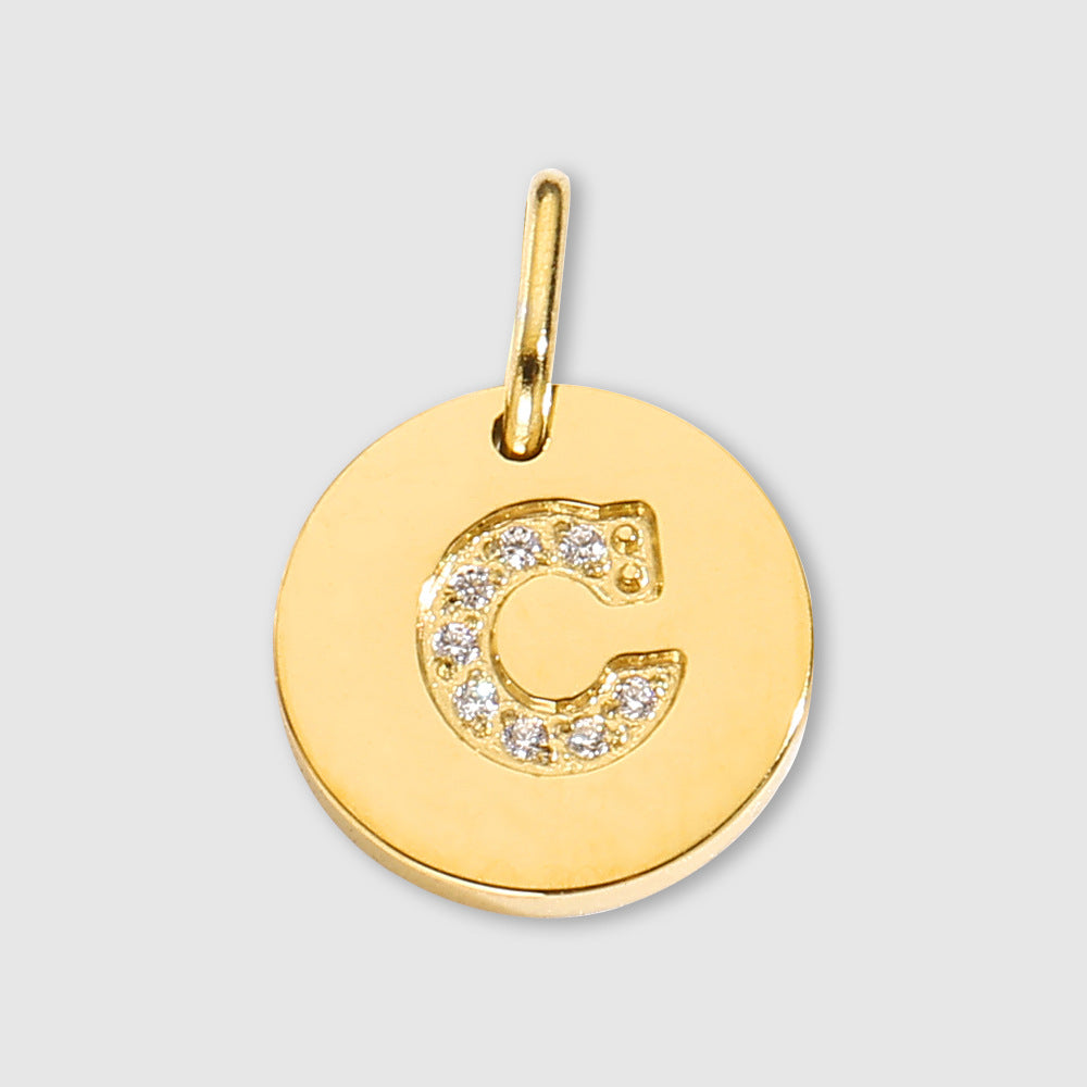 Diamond-Encrusted Jewelry Accessories Stainless Steel Letter Pendant