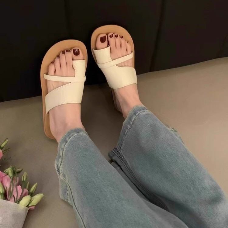 Women Minimalist Criss Cross Strap Flat Slide Sandals, Soft Suede Like Insole Summer Casual  Outdoor Beach Daily Wear Slippers
