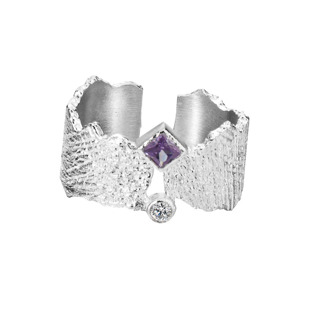 Korean-style Niche Luxury S925 Sterling Silver Ring With Diamonds