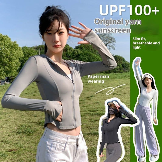 Nylon Raw Yarn Ice Silk Cool Yoga Coat Slim Sun Protection Clothing