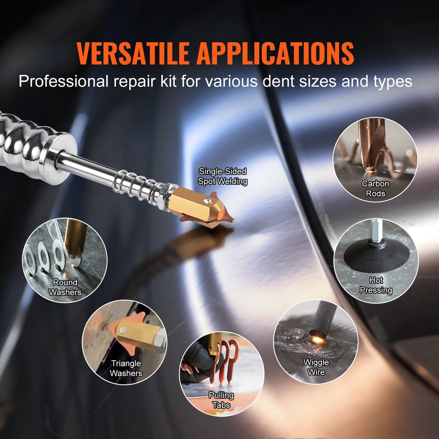 Stud Welder Dent Repair Kit, 1.8KW Spot Welder Dent Puller With Auto/Manual Welding & 7 Versatile Modes, 110V Auto Body Spot Welding Dent Puller Machine For Car, Truck Dent Repair