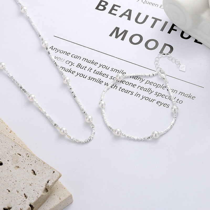 S925 Sterling Silver Korean Style Niche Clear Cold Wind Small Pieces Of Silver Pearl