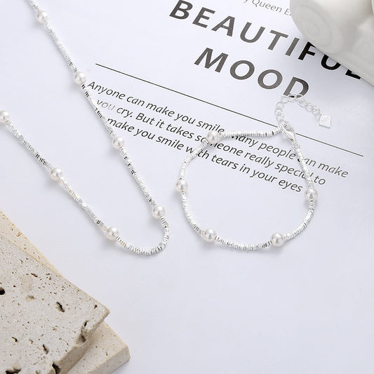 S925 Sterling Silver Korean Style Niche Clear Cold Wind Small Pieces Of Silver Pearl
