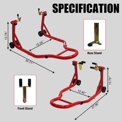 Motorcycle Stand Lift 440lbs Front Rear Combo Stand Lift Stand Front Wheel Fork Stand Rear U K Fork Swingarm Spool Stand Compatible With Most   Motorcycles