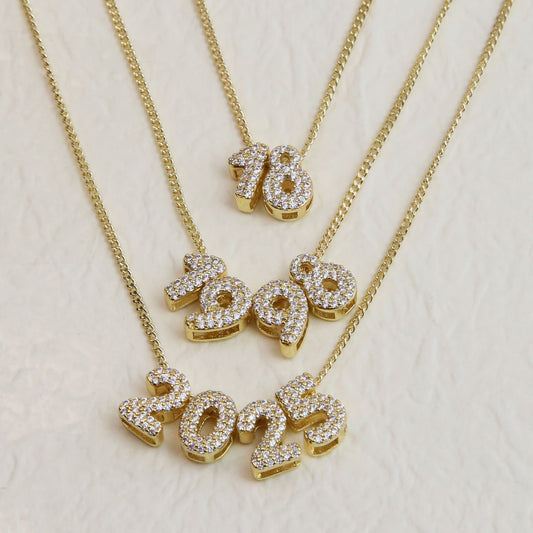Brass 18K Zircon Diy Accessories Year Pendant