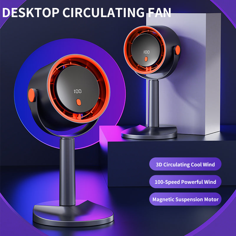 Forest Style Desktop Fan, USB Rechargeable Quiet Portable Fan With Activated Carbon Air Purification, 3-in-1 Stand Clip Hook Design, Energy Saving Circulating Fan For Home, Office, Bedroom  Travel
