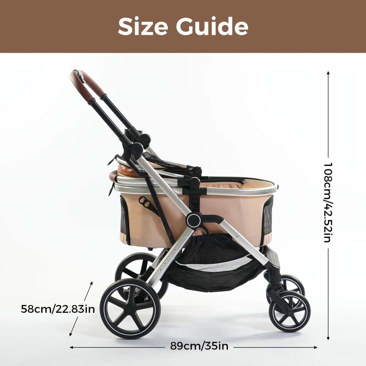 Versatile Pet Stroller For Small To Medium Dogs And Cats  Lightweight, Foldable, And Multi-purpose With Detachable Aluminum Frame Features Ventilated Mesh For Outings, Travel, And Walks.