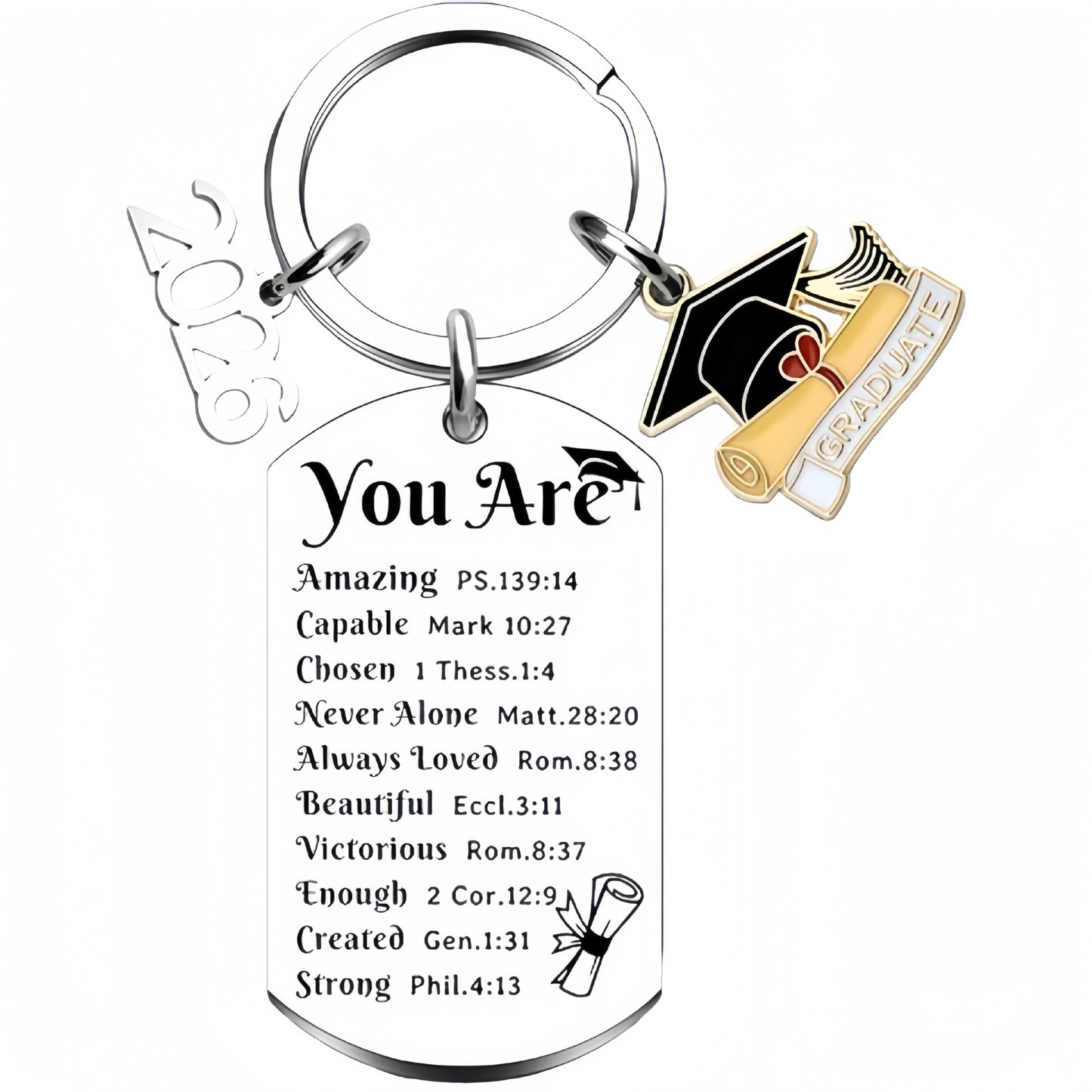 Stainless Steel Keychain With Laser-engraved Graduation Gift Backpack Pendant