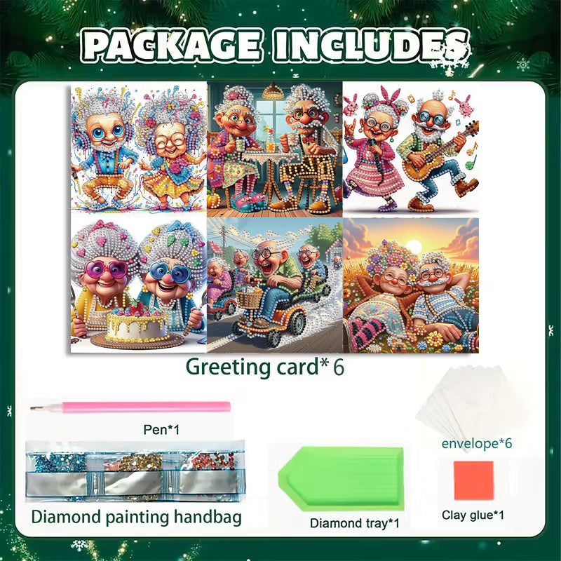 DIY Diamond Painting Kit Birthday Card Kit, Unique Grandma Pattern Design, Water Diamond Painting Art Mosaic Postcards, Festival Cards Perfect For Families, Friends, And Lovers, Handmade Gifts