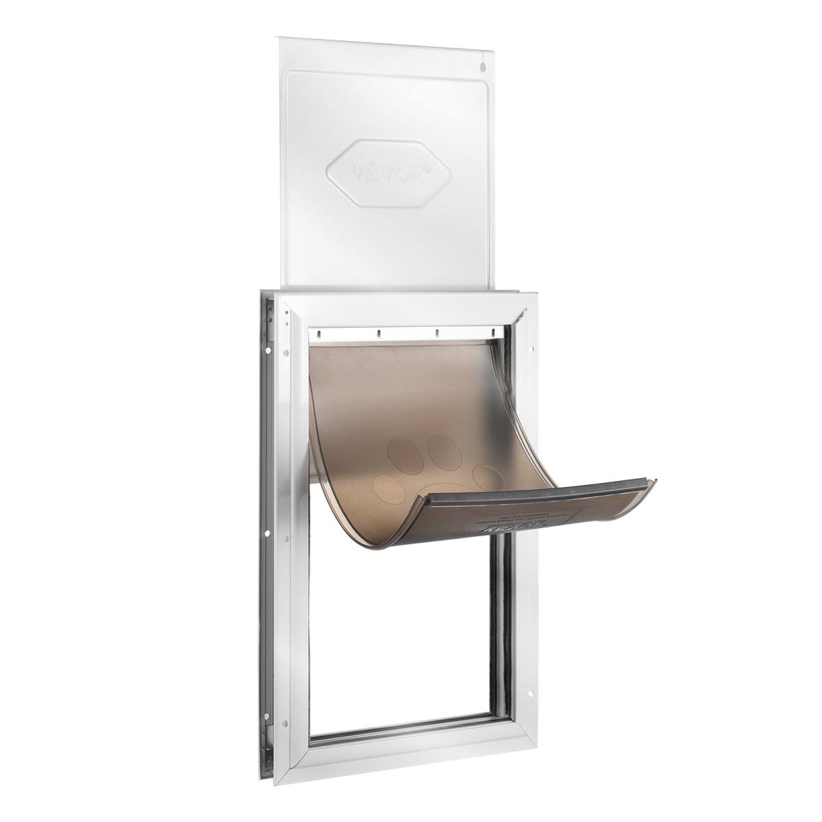 Pet Door, 16.65" X 27.44" Aluminum Frame With Lock And Flap System, Weatherproof Doggy Door, Easy To Install In Interior Or Exterior Doors, Pet Door Suitable For Cat Doggie Kitties (White-XL)