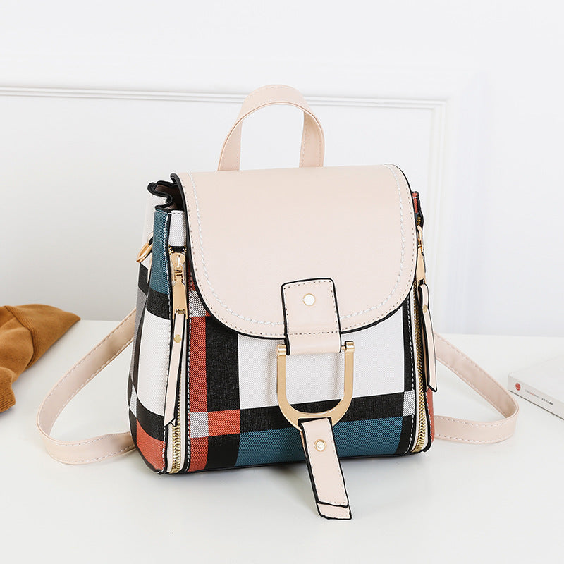 Fashionable New Arrival Plaid Color-Block Womens Backpack