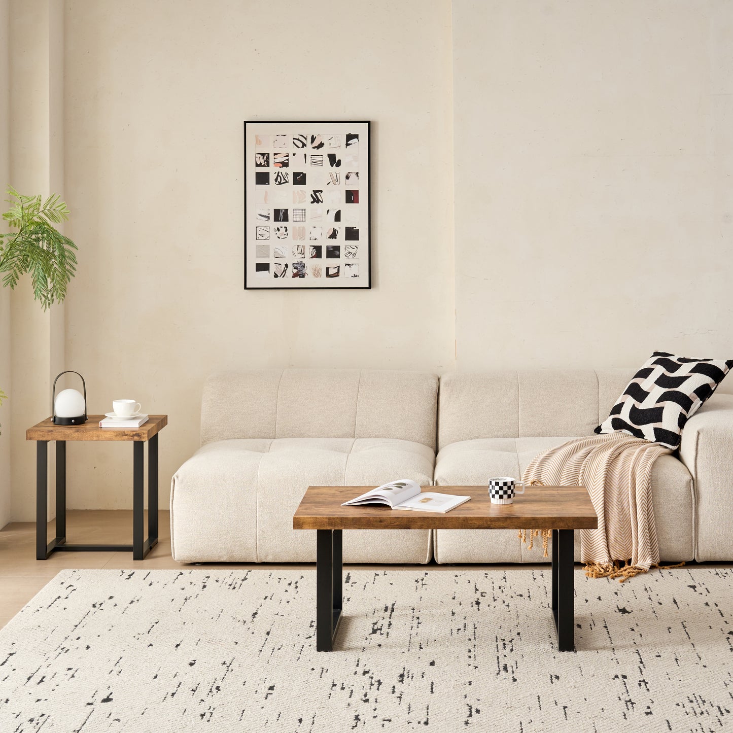 MDF CoffeeTable, Small Tea Table, Walnut With Metal Legs Sofa Table