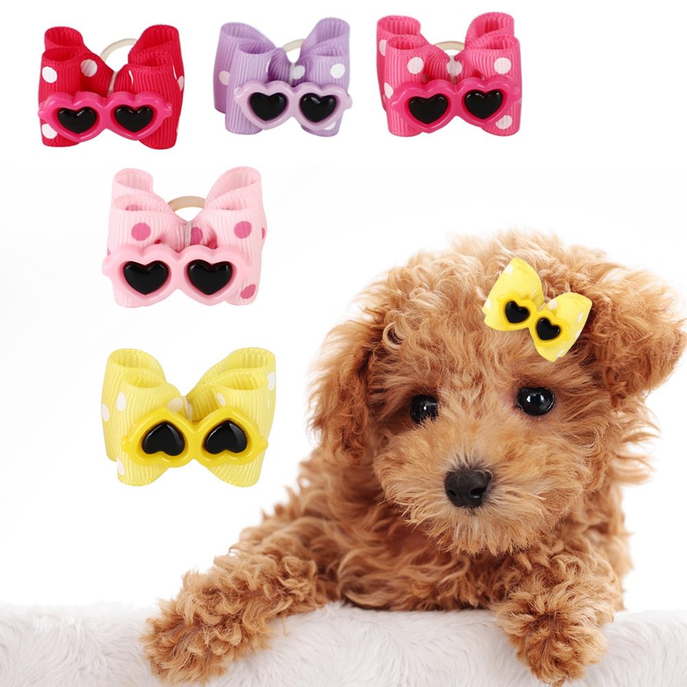 25Pcs Pet Multicolor Hair Bowknot Bows Grooming Accessories For Cat Medium Small Dog