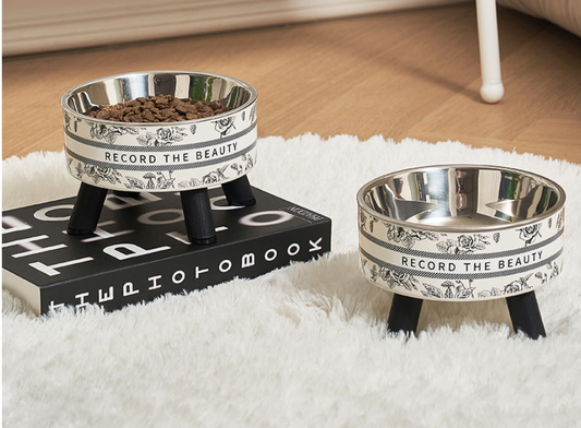 New Product Pet Stainless Steel Feeding Bowl With Neck Protection, High-legged, Anti-slip And Anti-tip Pet Bowl