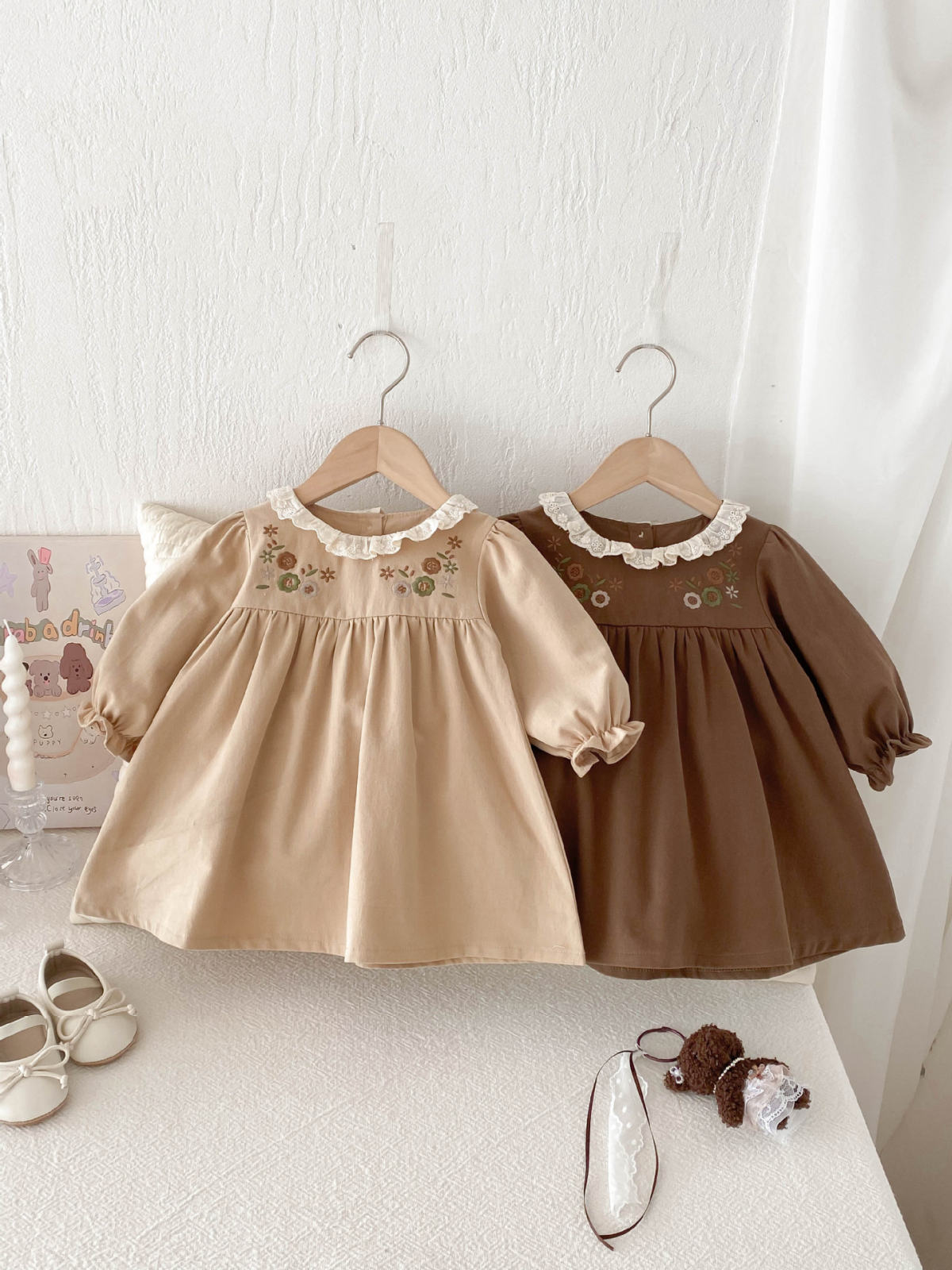 Turn-down Collar Little Girl Princess Outdoor Dress