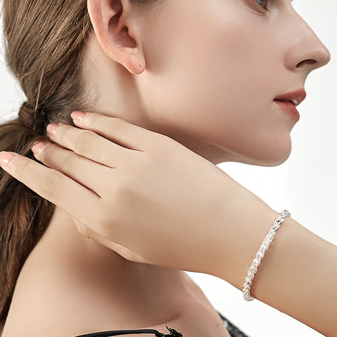 1pc 999 Sterling Silver Woven Phoenix Tail Chain Bracelet, Luxurious Style, Perfect For Daily Wear And Valentine's Gift