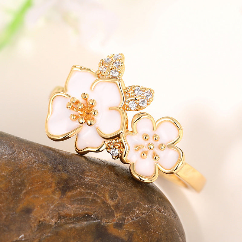 Korean-style Ethereal Camellia Ring For Women