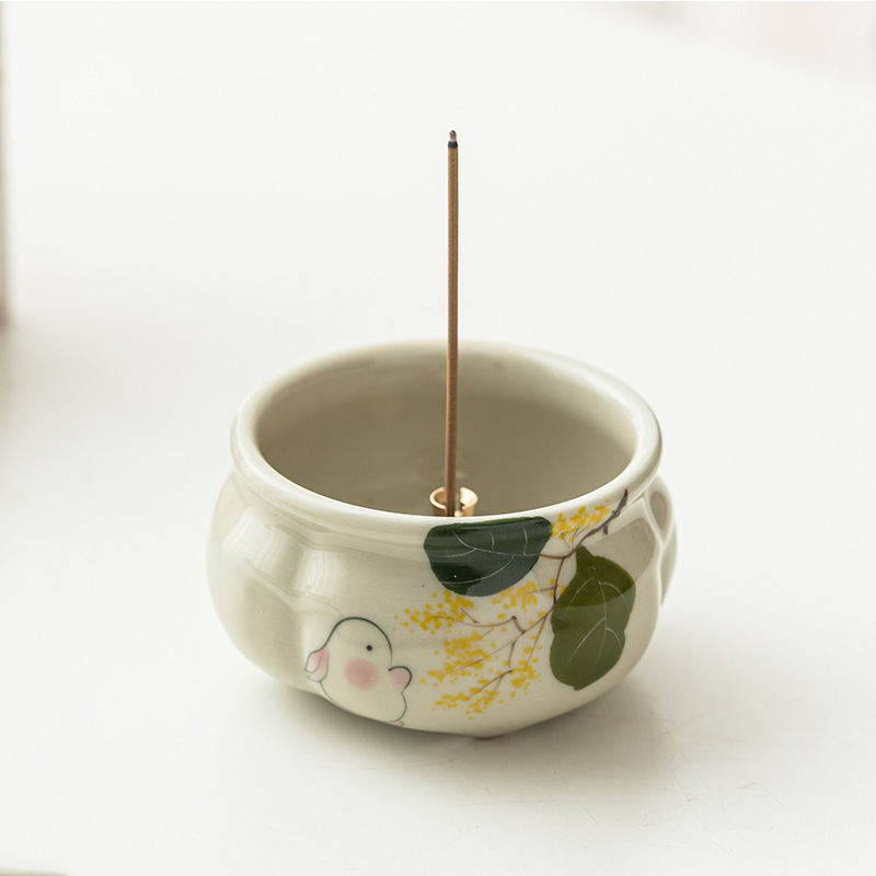 Emerald Green Asparagus Fern Incense Burner Indoor Incense Accessories