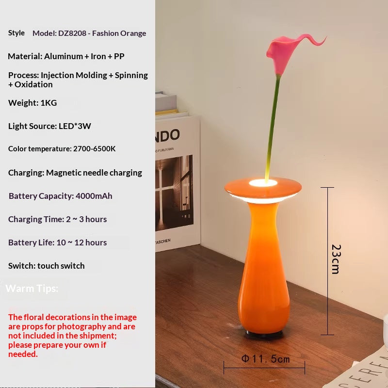 Creative Vase Decoration With Wireless Charging And Floral Arrangement Ambiance Lighting