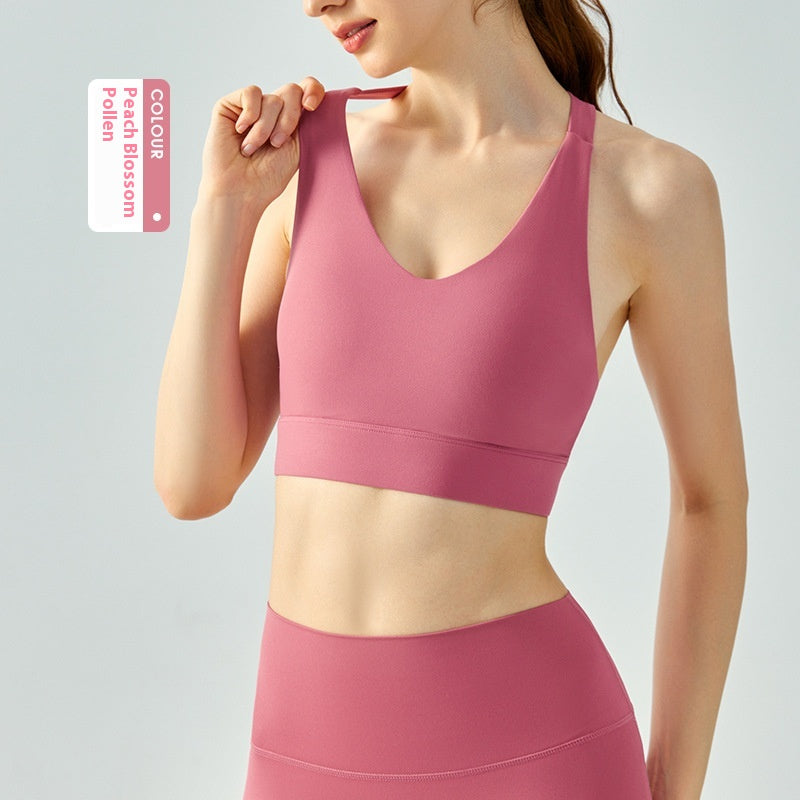 Fitness Yoga Vest With Chest Pad Summer Sling Beautiful Back Bra Top Outdoor Running Fixed Cup